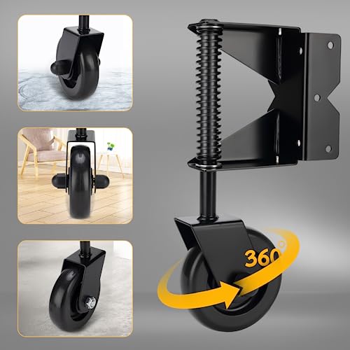 Image of Heavy Duty Spring Loaded Gate Caster Wheel With 220 Lbs Capacity, 360 Swivel, for Left & Right Wooden Farm Gates
