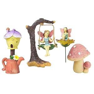 4 stuks miniatuur feeëntuinset, hars beeldjes voor gazon, tuin en woondecoratie miniatuur feeëntuinset, hars beeldjes…