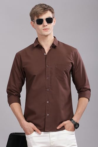 Image of Men's Cotton Blend Slim Fit Shirt | Full Sleeve Casual wear for Men | Comfortable Office Wear Shirt for All Seasons