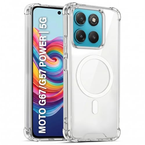Image of TRUEUPGRADE Back Cover for Motorola Moto G67 Power / G57 Power Non Mag-Safe Transparent PC + TPU Bumper Case with Magnetic Print Shockproof Protection (Transparent Mag-Safe)