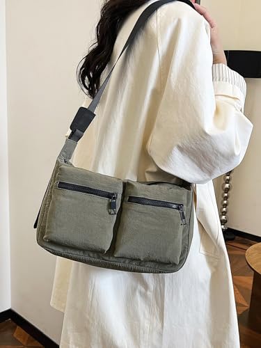 Crossbody Messenger Bag for Women, Large Denim Purses for Women Casual Shoulder Bag Hobo Tote Bag with Multiple Pockets for Work College Daily3