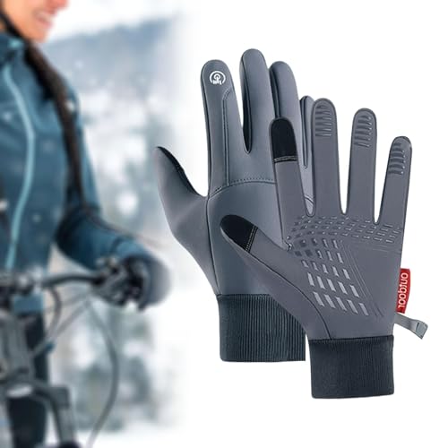Winter Warm Gloves Non Slip Thermal Gloves for Working Driving Outdoor Hiking Touchscreen Waterproof- Large Gray2