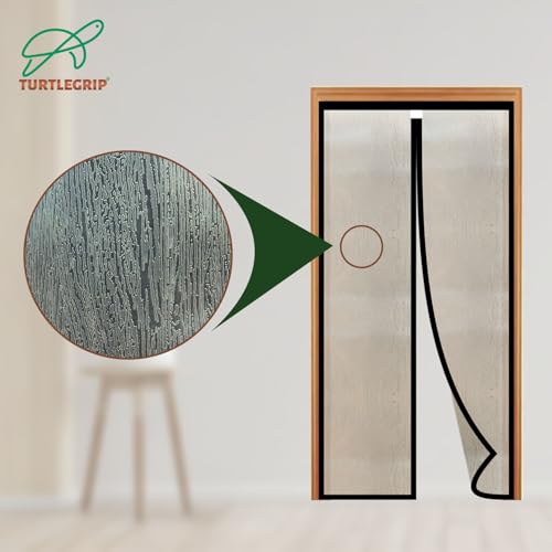 Image of TurtleGrip Magnetic AC Curtain for Door | SilvaGrain Thermal Wood Texture | Insulated Magnetic Door Screen for AC Rooms | Insect & Dust Protection | Energy Saving | Easy Self Installation| 210x110 cm