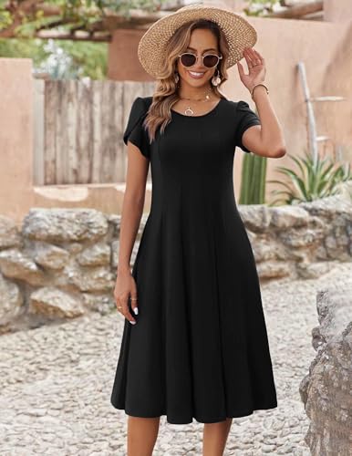 Zeagoo Womens Casual Dresses for Summer Short Sleeve Flare Midi Dress Loose Flowy Beach Sundress3