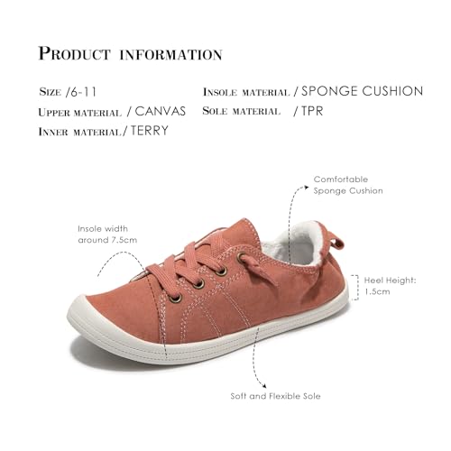 Image of FUNKYMONKEY Slip-On Canvas Sneakers for Women, Comfortable Lightweight Lace-Up Flat Casual Tennis Shoes Breathable Walking Shoes for Everyday Wear