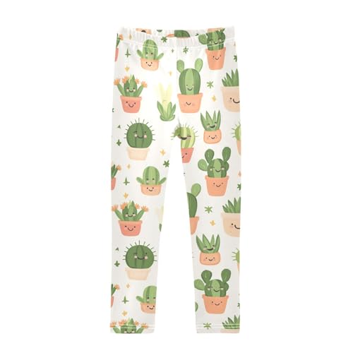Kawaii Cacti Girls Leggings,Workout Leggings for Girls Toddler Athletic Legging Size for 3-10T