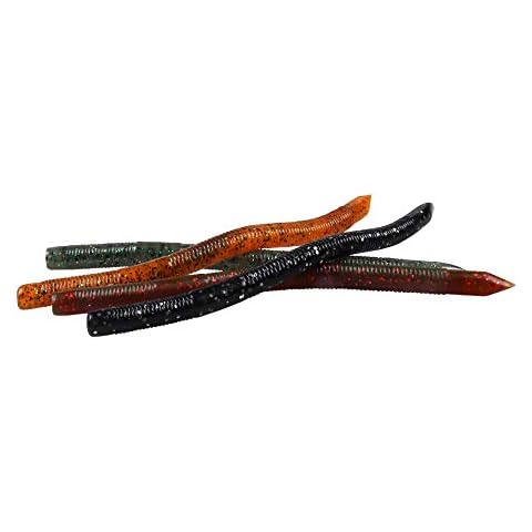 JOHNCOO Soft Lures Swim Worms Fishing Lures Stick Baits Artificial Plastic Lure for Bass Trout 4 Bags per Pack Mixed Color Cover