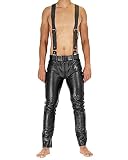 Bockle® 3 Gay-Zip and Suspenders Lederhose Herren Lederhose mit durchgehendem Reißverschluss Zip, Size: 34W / 36L