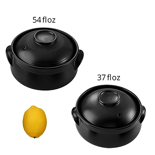 Tikusan Korean Ceramic Cooking Hot Pot Dolsot Bibimbap Stone Bowl, Korean Soup Food Earthenware With Lid 1.2 Quarts #TOP4