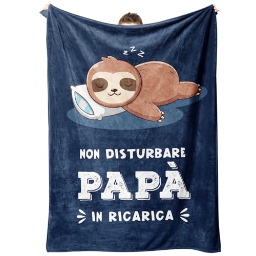 Niyewsor Regalo Papà, Regalo per Papà Coperta, Regalo Papà Compleanno, Idee Regalo Papà, Festa del Papà Natale Regali per Papà da Figlia Figlio, Bradipo Coperta per Papà 130 x 150cm