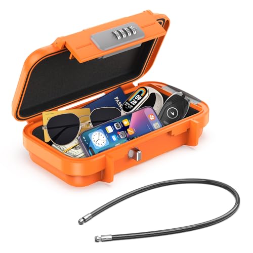 Ankilo Portable Safe Box, Combination Security Case LockBox with Code, Waterproof Anti-Theft Mini Travel Safe Box with Removable Chain, Portable Lock Box for Home,Office