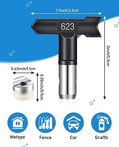 Reversible Airless Paint Spray Nozzle Tips for Sprayer Machine - 5 Pieces (211, 313, 415, 517, 623) for Homes, Buildings, Garden, Decks, Fences