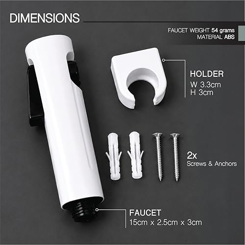 Image of Robustt Health Faucet for Toilet ABS Jet Spray Gun (White) with Wall Holder | One-Press Water Control, Anti-Rust Body, Leak-Proof | for Bathroom, Cleaning, Pet Bathing & Care