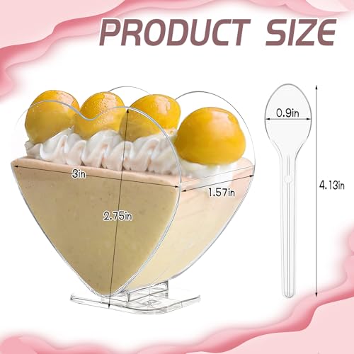 50% OFF Juego de 100 tazas de postre corazón desechables