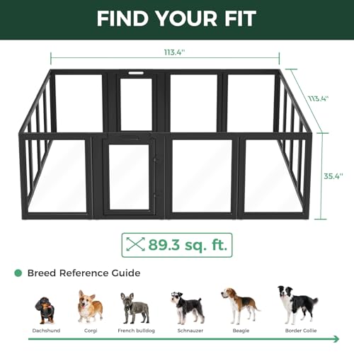 Image of FXW AuraSpace Acrylic Indoor Dog Playpen for Medium Dogs, 35 Inch, 16 Panels, Black