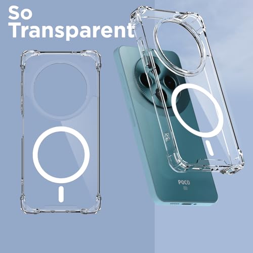 Image of Amazon Basics Back Cover for Poco M7 5G Mag-Safe Shockproof PC + TPU Protective Case Magnetic Support Bumper Case (Transparent Mag-Safe)