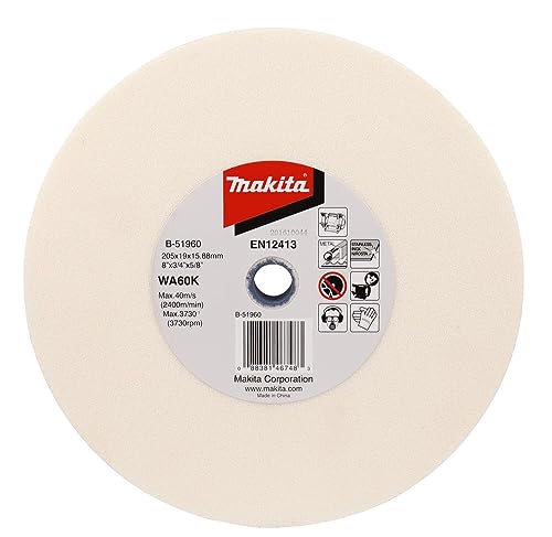 Makita WA60KV Schleifscheibe aus Aluminiumoxid, WeiĂź, 205 mm x 19 mm x 15,88 mm