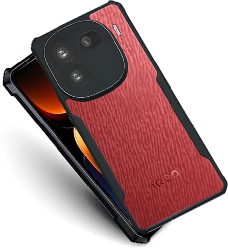 Image of AIBEX Crystal Clear Back Cover Case for IQOO 12 5G | 360 Degree Protection | Shock Proof Design | Transparent Back Cover Case (PC & TPU, Black Bumper)