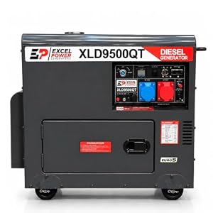 Excel Power Electric Start 6.5KW Diesel Generator - Backup Power Generator with 230V/400V Single & Three Phase Power | Quiet Generators for Home Use & Outdoor Tools, 26L Tank | 1 Year Warranty