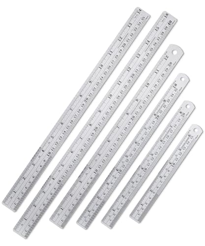 Mr. Pen- Metal Straight Edge Ruler, 6 pcs, 6', 8', 10', 12', 14', 16', Stainless Steel Ruler Set...