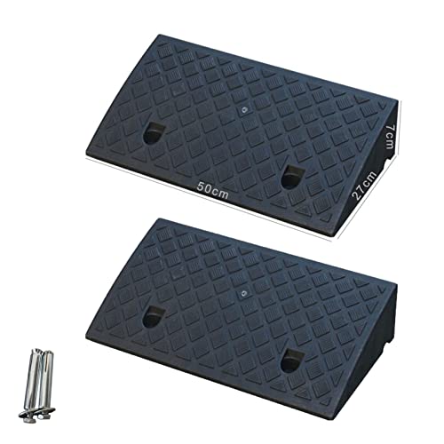 LXSEHN Rampa de Acera Plástico para Silla Ruedas 1/2 Pieza 7 Cm Alto Negro Rampas Bordillo Antideslizante, Portátile Antideslizante Rampa para Motos Bicicleta Monopatines Coche Cover