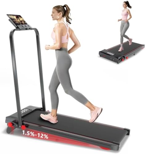 Treadmill with 1.5-12% Incline, 0.6-7.5MPH Foldable Walking Pad T...