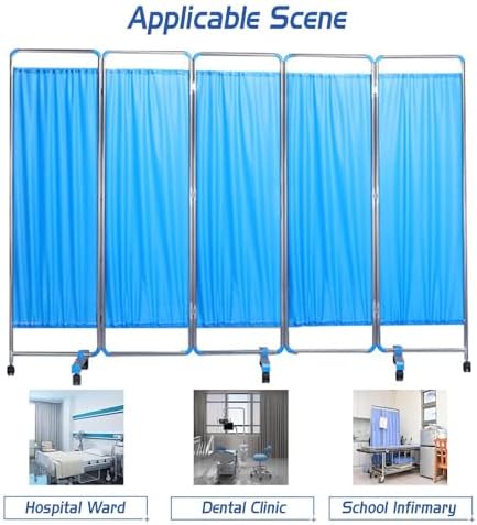 Foldable 6-Panel Medical Privacy Screen, 6-Foot High Room Divider with Removable Nylon Fabric, Ideal for Clinics, Exam Rooms & Patient Privacy (Color 1)