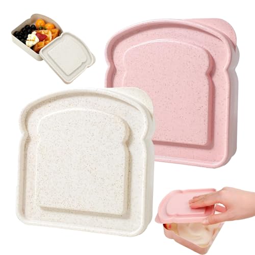 2 Pcs Sandwich Containers,Reusable Plastic Food Storage Sandwich Box