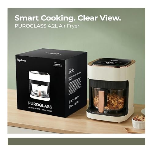 Image of Lifelong PuroGlass Air Fryer | 4.2L Glass Basket | 8 Preset Modes | 1350W Power | Healthy Low Oil Cooking, 360 Turbo Heat Technology | LED Touch Control | Nonstick Easy Clean Kitchen Appliance(White)