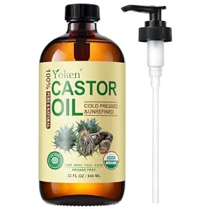  EWG Organic Castor Oil 32oz with Pump, Cold Pressed Hexane Free
