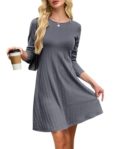 AUSELILY Vestido de Punto Mujer Manga Larga Cuello Redondo Invierno Vestidos Jersey Vestido Premamá