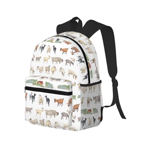 Travel Laptop Backpack for Men Women - Painted Cute Goat Water Resistant Beach Backpack, Lightweight Backpack with Laptop Compartment, Travel Backpack with Adjustable Carry Straps
