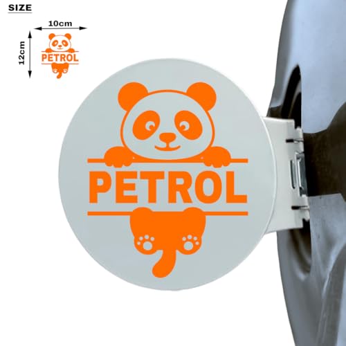 Image of Panda Petrol Sticker for Car - Waterproof Vinyl Fuel Tank Decal, Cute Cartoon Animal Petrol Cap Decoration, Durable & Easy to Apply (Orange)