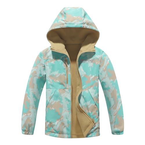 Image of MGEOY Kids Rain Jacket, Waterproof Lightweight Hooded Windbreaker for Boys Girls 4-14Y