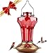 BOLITE 18018-R Hummingbird Feeder, Glass Hummingbird Feeder for Outdoors, Tower Shape Bottle, 19 Ounces, Red