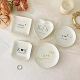 BBGDP Plato De Joyería De Cerámica Personalizado, Bandeja De Baratijas Con Nombre Personalizados, Elegante Organizador De Anillos, Regalo De Boda/compromiso
