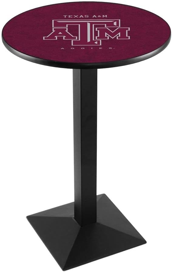 Holland Bar Stool Co. L217-42" Black Wrinkle Texas A&M Pub Table with 36" Dia. top