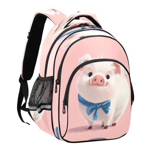 Emelivor Blue Bow Pig Kids Backpack Toddler School Backpack Bookbag Backpacks Book Bag for Girls,M2