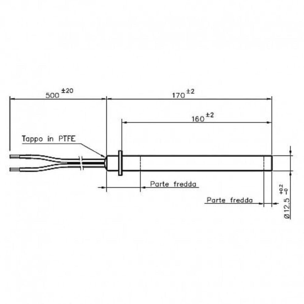 Bujía para estufa de pellets compatible PALAZZETTI/MCZ/SUPRA/JOTUL (170/160 mm, Ø12,5 mm, 350 W, brida) de alta calidad con conectores