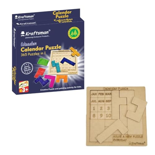 Image of Braintastic Wooden Jigsaw Puzzle Travel Board Game Learning & Creative Educational Intelligence Brain Games Sorting Puzzle Toys for Kids (Calendar Puzzle-PO1)