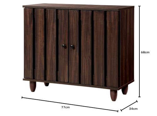 Image of DeckUp Minang 2-Door Engineered Wood Shoe Rack (Walnut, Matte Finish)