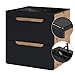 Produktbild Lomadox Badezimmer Waschtisch Set mit 60cm Keramik-Waschbecken schwarz, Unterschrank seidenmatt anthrazit & Wotaneiche, 2 Softclose-Schubkästen