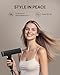 ANNLARY Plasma Ion Hair Dryer with Diffuser for Curly Hair, 110000 RPM Professional High Speed Blow Dryer with Plasma Ion, 1500W Foldable Travel Hairdryer with 6.5 Ft Cord Fast Drying for Women Men