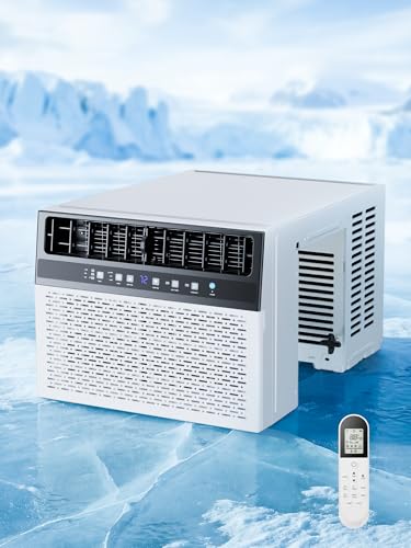 Uthfy 12,000BTU U Shaped Window Air Conditioner, 6-In-1 Window AC Unit With Adjustable Louvers-Cools up to 550 Sq Ft, 24H Timer, 3 Speeds, Ultra Quiet, Energy Efficient, Easy to Install, Remote, White by Uthfy - Used condition - US$316.17