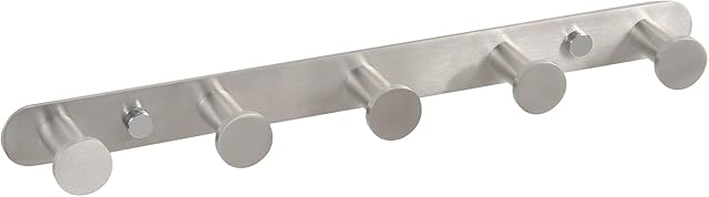 SOMDARHK Wall Mounted Coat Rack,Metal Coat Hook Rail,Heavy Duty Coat Hooks 5 Hooks SUS 304 Stainless Steel for Bathroom Toilet Kitchen