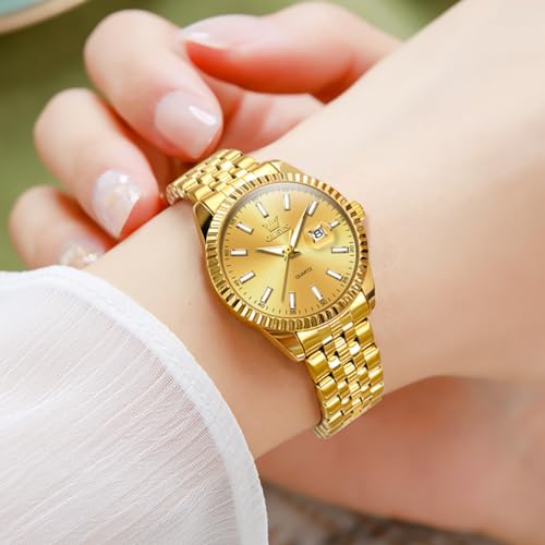 OLEVS Luxury Watches for Women Water Resistance Womens Dress Watch Simple Gold Small Wrist Bracelet Dainty Ladies Quartz Watch Fashion Three Hands Analog Luminous Dial Women Watches Easy to Read — view 2
