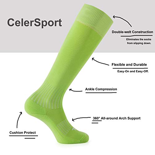 Image of CS CELERSPORT 2 /3 Pack Soccer Softball Baseball Socks for Youth Kids Adult Multi-Sport Compression Knee High Socks