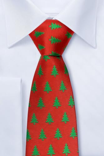 Retreez Christmas Tree Pattern Woven Microfiber Boy's Tie - 8-10 years3