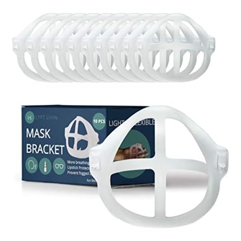 Lyft Livin Pack of 10 Silicone Face Mask Bracket Insert Guard for Under Mask in Turtle Cage Design Spacer Cup Breather for Better Breathing Fits for Adults & Kids Ideal for Disposable & Cloth Mask Cover