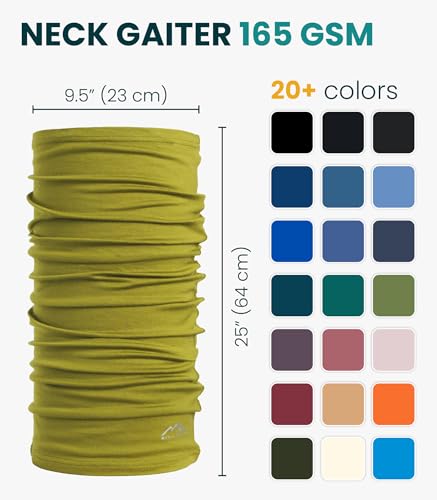 Image of Merino Wool Sun & Wind-proof Neck Gaiter 17.5um - Breathable Multi-Use Face Covering - Neck Warmer & Ski Mask for Women, Men
